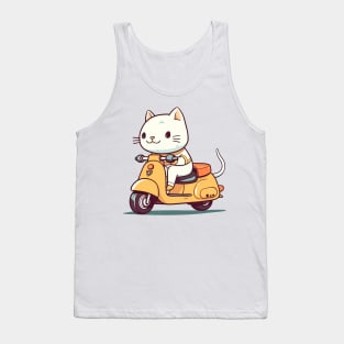 Funny cat riding scooter Tank Top